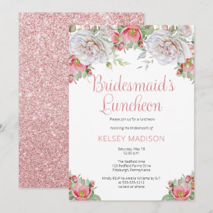 Pink Sweet Floral Blooms Bridesmaid's Luncheon Invitation