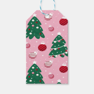Pink Sweet Greenery Christmas Tree Holiday  Gift Tags