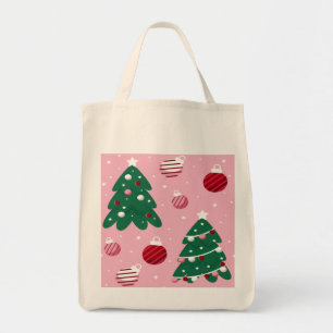Pink Sweet Greenery Christmas Tree Holiday Tote Bag