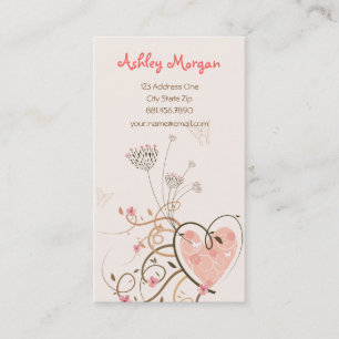 Pink Sweet Heart & Butterfly Swirls Profile Card