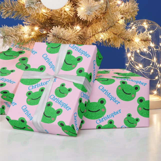Pink Sweet Life Frog Pattern  Wrapping Paper (Holidays)