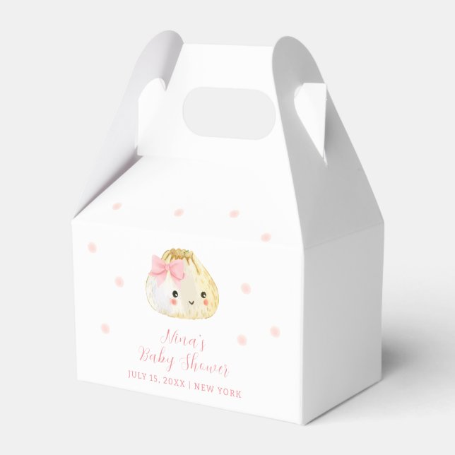 Pink Sweet Little Dumpling Girl Baby Shower  Favour Box (Front Side)