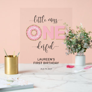 Pink Sweet Little MIss 1st Birthday Acrylic Sign