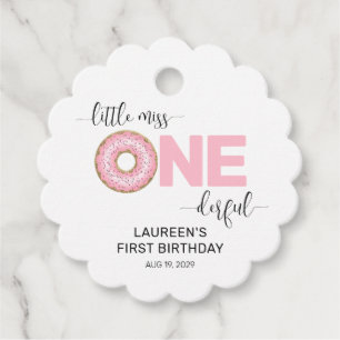 Pink Sweet Little MIss 1st Birthday Favour Tags