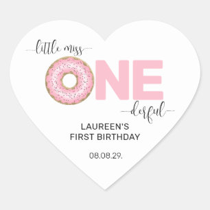 Pink Sweet Little MIss 1st Birthday  Heart Sticker