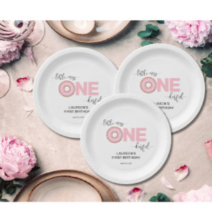 Pink Sweet Little MIss 1st Birthday  Paper Plate