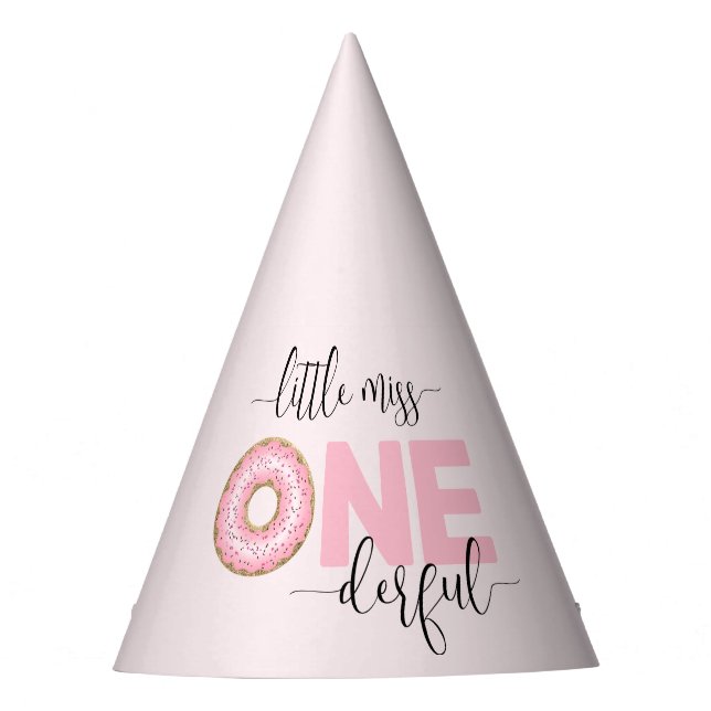 Pink Sweet Little MIss 1st Birthday  Party Hat (Front)