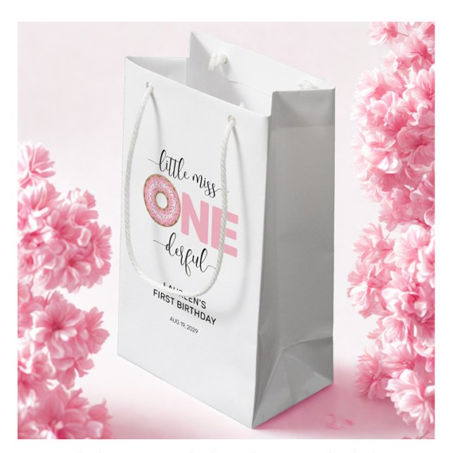Pink Sweet Little MIss 1st Birthday Small Gift Bag (Creator Uploaded)
