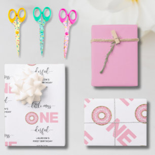 Pink Sweet Little MIss 1st Birthday Wrapping Paper Sheet