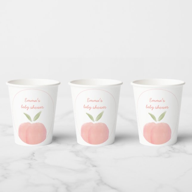 Pink Sweet Little Peach Paper Cup Label  (Multi)