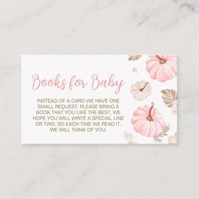 Pink Sweet Little Pumpkin Fall Baby Books for Baby Enclosure Card (Front)