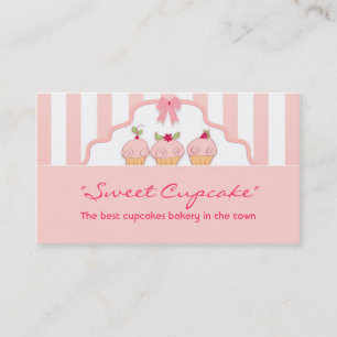 pink sweet milky cupcakes bakery business card