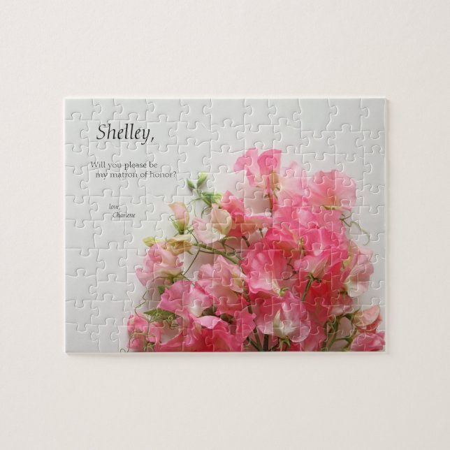 Pink sweet pea bouquet jigsaw puzzle (Horizontal)