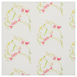 Pink Sweet Pea Flower Pattern Fabric