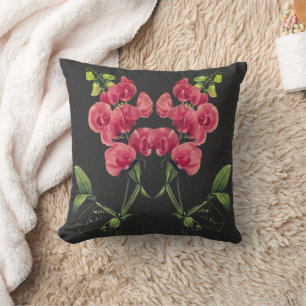Pink Sweet Pea Flowers Cushion