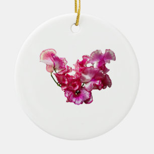 Pink Sweet Pea Heart Ceramic Tree Decoration