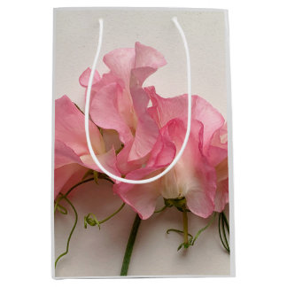 Pink sweet peas close up medium gift bag