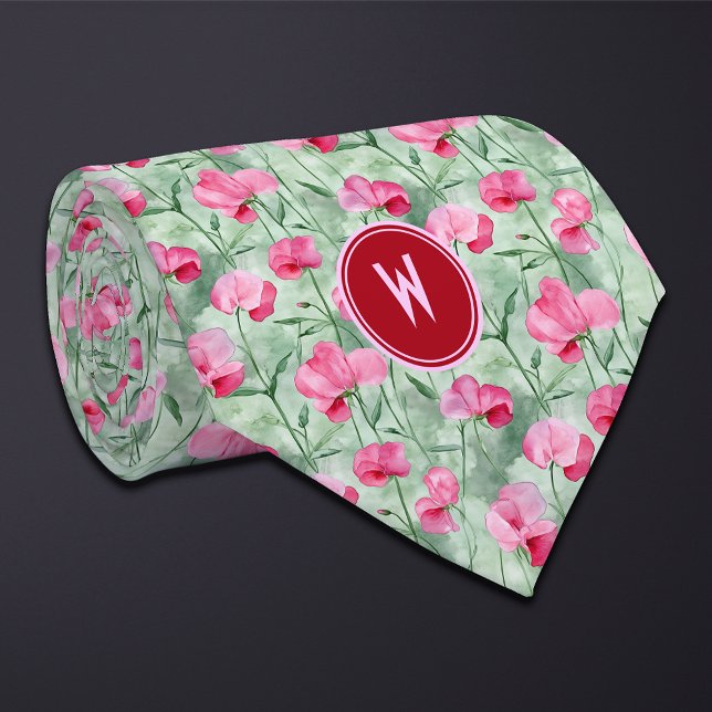 Pink Sweet Peas Floral  Tie (Creator Uploaded)