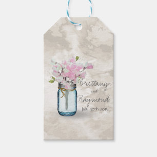 PINK SWEET PEAS VINTAGE MASON JAR WATERCOLOR GIFT TAGS