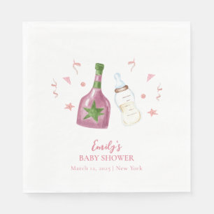 Pink Sweet Poppin Champagne Bottles Baby Shower Napkin