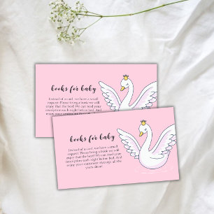 Pink Sweet Princess Swan Books For Baby Shower  Enclosure Card
