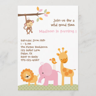 Pink Sweet Safari Invitations