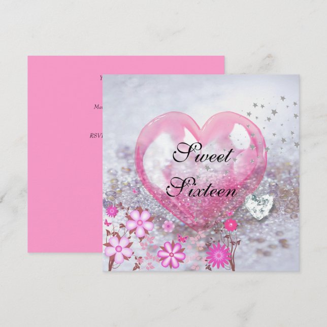 Pink SWEET SIXTEEN 16th Birthday Party Invitation (Front/Back)