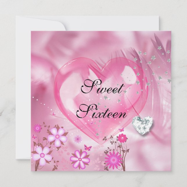 Pink SWEET SIXTEEN 16th Birthday Party Invitation (Front)