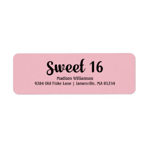 Pink Sweet Sixteen Return Address Labels