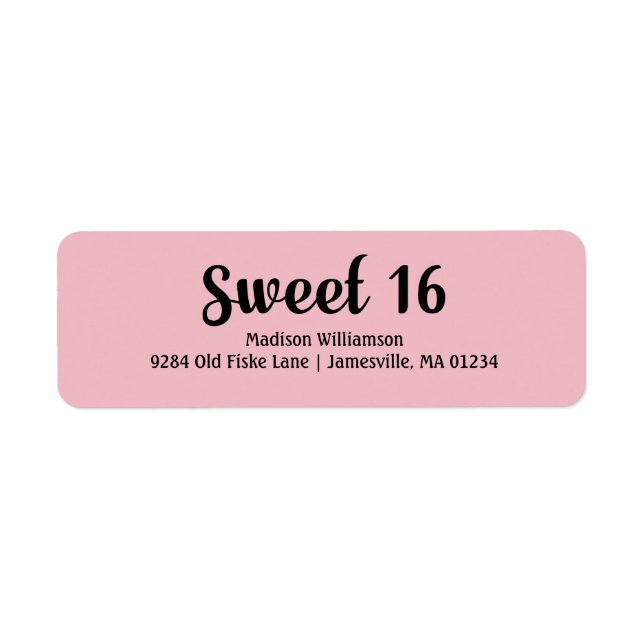 Pink Sweet Sixteen Return Address Labels (Front)