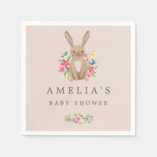Pink Sweet Woodland Bunny Baby Shower Napkin
