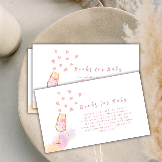 Pink Sweetheart Champagne Books For Baby Shower Enclosure Card (Pink Sweetheart Champagne Books For Baby Shower Enclosure Card)