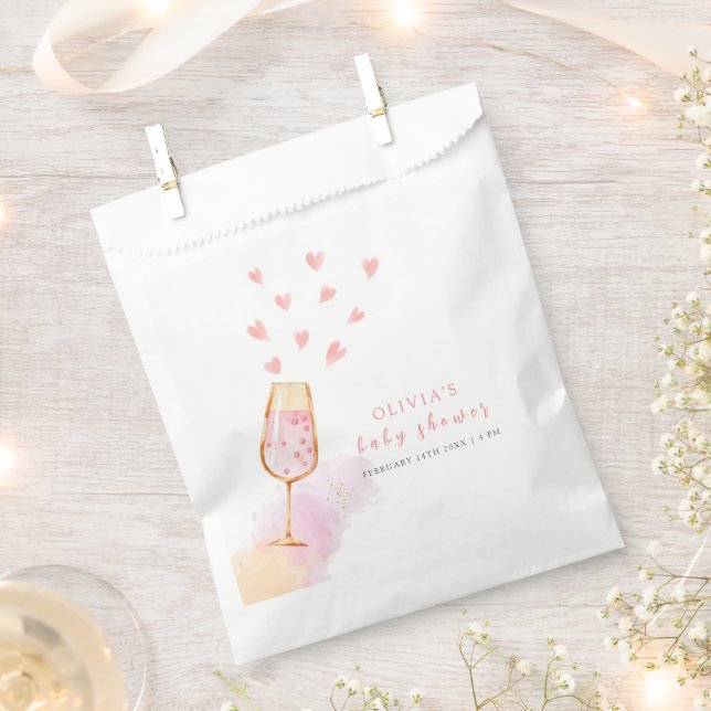 Pink Sweetheart Champagne Valentines Baby Shower Favour Bags (Clipped)