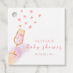 Pink Sweetheart Champagne Valentines Baby Shower Favour Tags
