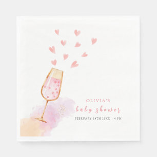 Pink Sweetheart Champagne Valentines Baby Shower Napkin