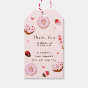 Pink Sweetheart Doughnuts Valentines Baby Shower Gift Tags