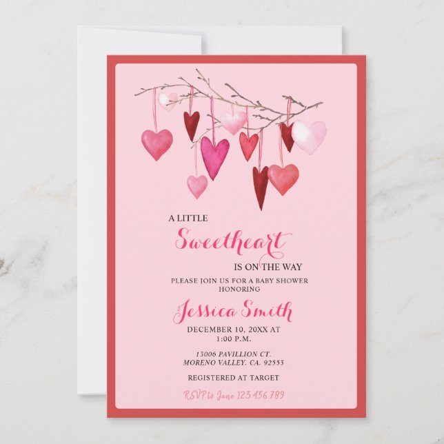 Pink Sweetheart Valentine Baby Shower for girl Invitation (Front)