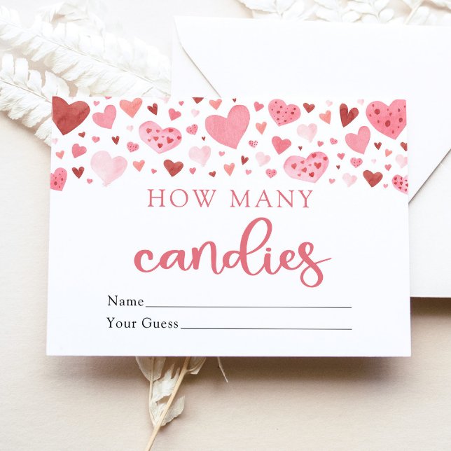 Pink Sweetheart Valentine How Many Candies Game Enclosure Card (Creator Uploaded)