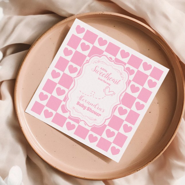 Pink Sweetheart Valentine's Day Baby Shower Napkin (Creator Uploaded)
