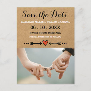 Pink Sweethearts & Arrows Engagement Save the Date Announcement Postcard