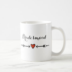 Pink Sweethearts & Arrows Rustic Bridesmaid's Gift Coffee Mug
