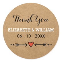 Pink Sweethearts & Arrows Rustic Wedding Thank You