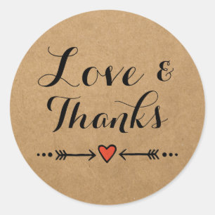 Pink Sweethearts & Arrows Wedding Love & Thanks Classic Round Sticker