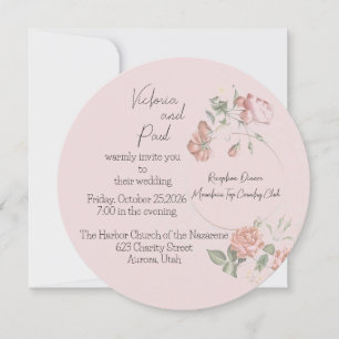 Pink Sweetness Round Wedding Invitation