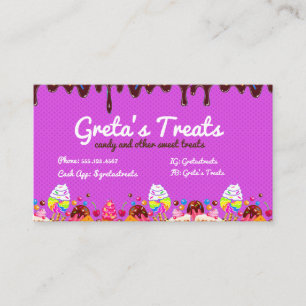 Pink Sweets and Treats Candy Business Card