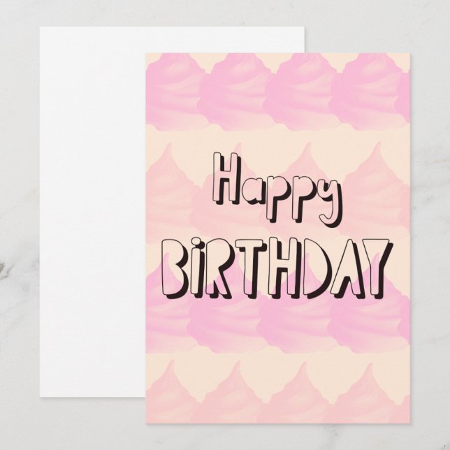 Pink Sweets Blank Birthday Flat Card (Front/Back)