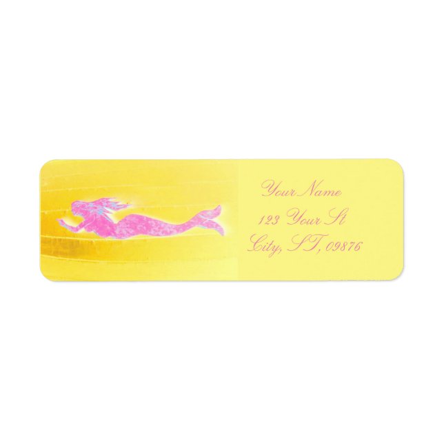 pink swimming mermaid return address label (Front)