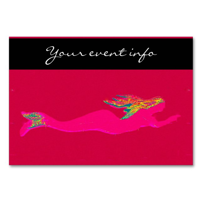 pink swimming mermaid table number (Front)