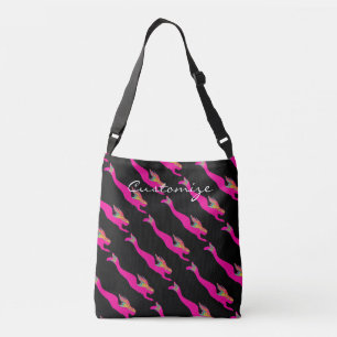pink swimming mermaids black crossbody bag