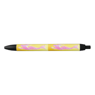 pink swimming mermaids black ink pen